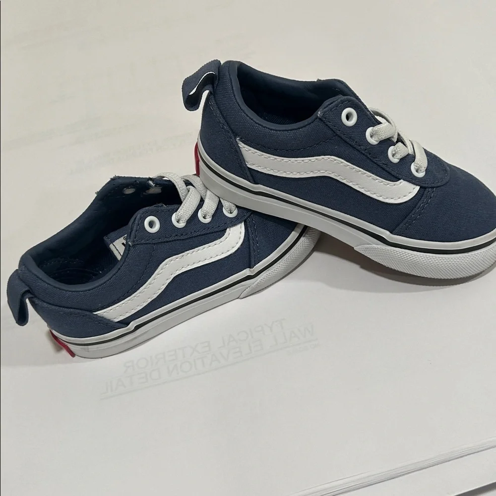 Vans Kids Dark Blue and White Sneakers